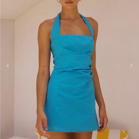 NWT Runaway the Label Blue halter mini dress - Picture 5 of 6